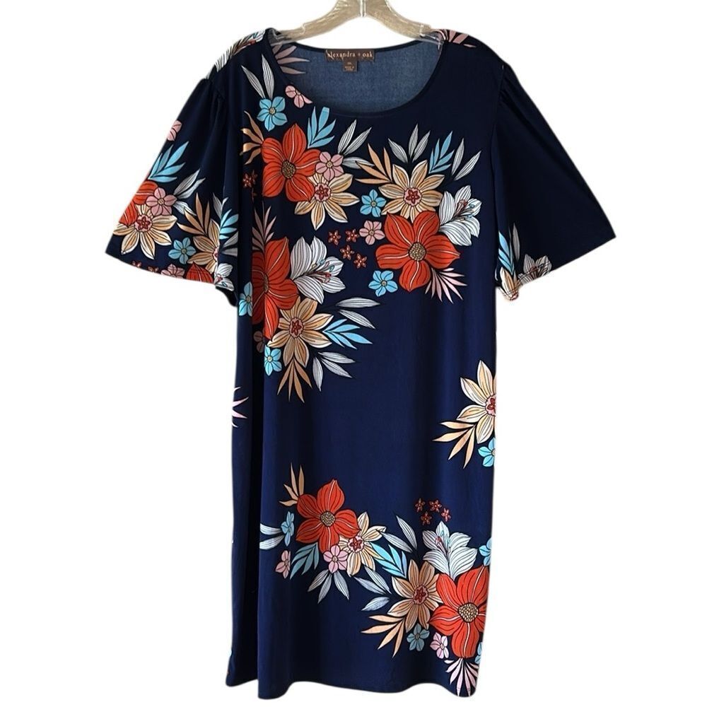 Alexandra + Oak Navy Floral Print Dress